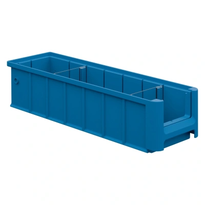 Полочный контейнер iPlast SK-4109 (400х117х90 мм, голубой, с 2 поперечными перегородками). Изображение №11