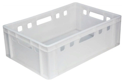 Ящик п/э 600х400х200 сплошной Е2 белый морозостойкий, гладкое дно. Изображение №1