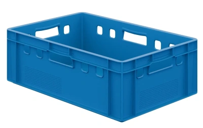 Пластиковый ящик для мяса E2 FK-6420 600х400х200 мм iPlast голубой ЭКО. Изображение №1