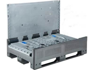 Контейнер DPF-Box 1208S 1200x800x950 мм сплошной разборный серый на 3-х полозьях с 2-мя откид. дверцами. Изображение №6