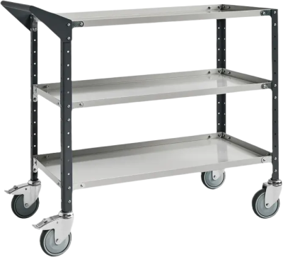 Тележка ДиКом ВЛТ-030 (3 полки, 500 кг, колеса TENTE, RAL 7038/7016). Изображение №2