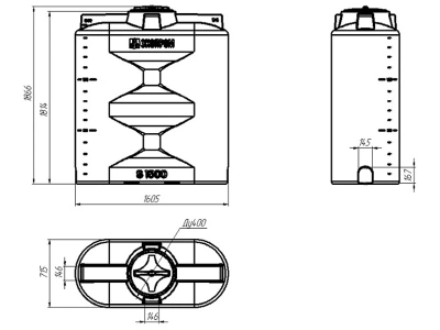 Пластиковая ёмкость S 1500 литров синяя прямоугольная . Изображение №3