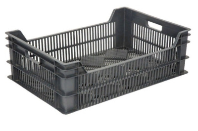 Ящик п/э фруктовый 600х400х200 черный. Изображение №1