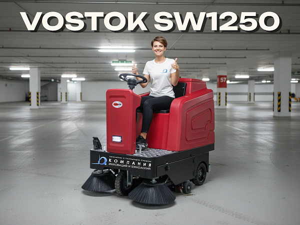 Самоходная аккумуляторная подметальная машина VOSTOK SW1250 — маневренная производительность для больших площадей