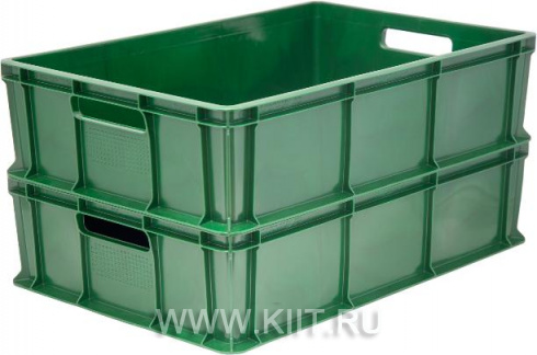 Пластиковый ящик 600х400х180 мм сплошной с ручками зеленый морозостойкий