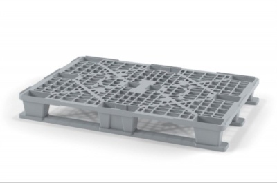 Пластиковый поддон с двумя полозьями iPlast 02.102.С71/2 1200x800x150 мм перфорированный серый. Изображение №1