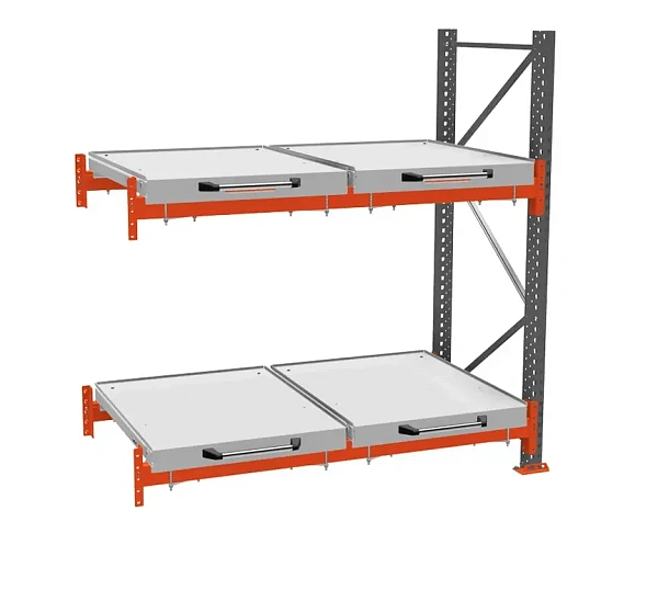 Фото доп. стеллаж с выкатными платформами (2 яруса) 2000х1880х1000 мм на сайте www.kiit.ru в интернет-каталоге КИИТ ☎ +7(800) 707-07-45 Изображение №3