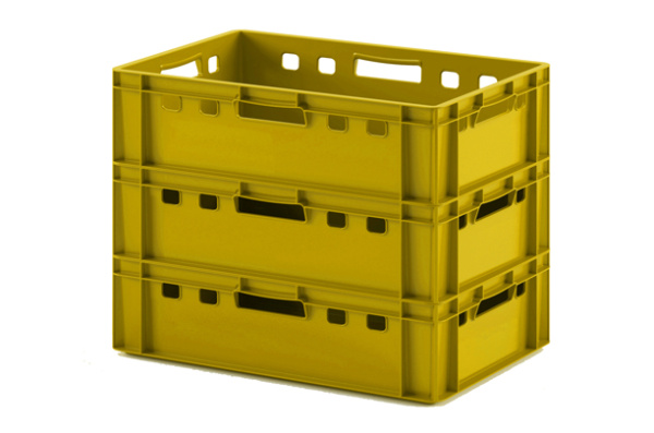Фото пластиковый ящик для мяса iplast e2 12.422 600х400х200 желтый на сайте www.kiit.ru в интернет-каталоге КИИТ ☎ +7(800) 707-07-45