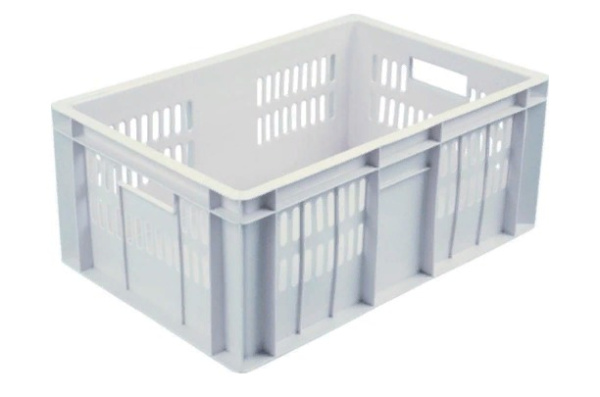 Фото ящик п/э 600х400х250 перф., сплошное дно белый морозостойкий на сайте www.kiit.ru в интернет-каталоге КИИТ ☎ +7(800) 707-07-45