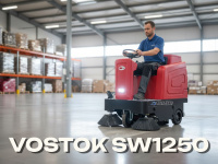 Подметальный машина райдер VOSTOK SW1250: комфортная тщательная уборка склада и производства