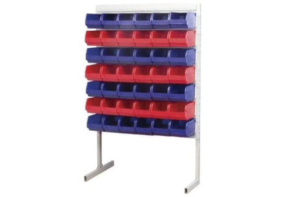 Фото стойка односторонняя 1500 стеллаж с ящиками 42 шт на сайте www.kiit.ru в интернет-каталоге КИИТ ☎ +7(800) 707-07-45