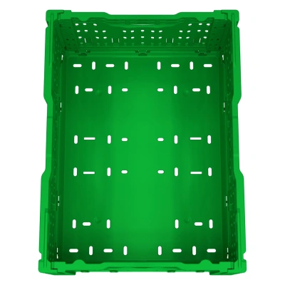 Ящик складной FC-4317 400х300х170 мм iPlast салатовый перфорированный. Изображение №5