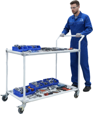 Передвижная металлическая тележка GRESSON ТМ-900 (900x500 мм, 2 полки, до 100 кг, термостойкость до 300°С). Изображение №1