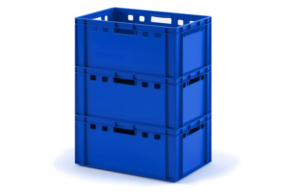 Фото пластиковый ящик для мяса iplast e3 12.423 600х400х300 синий на сайте www.kiit.ru в интернет-каталоге КИИТ ☎ +7(800) 707-07-45