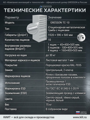 Тумба металлическая GRESSON ТС-10. Изображение №5