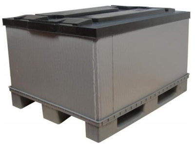 Контейнер Р-Вох Н700 1200х800х860 мм сплошной разборный на п/паллет серый. Изображение №1