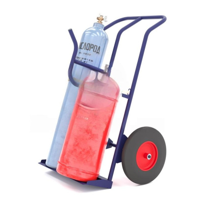 Тележка для двух газовых баллонов КП 2 У (г/п 300кг) сварочный пост с фиксацией ремнём. Изображение №3