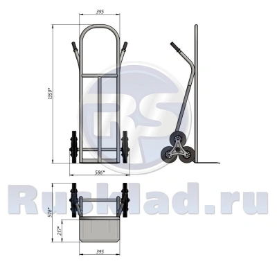 Тележка грузовая двухколесная лесничная КГЛ 200. (г/п 200 кг) 605x576x1360. Изображение №2