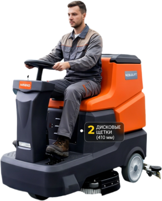 Аккумуляторная самоходная поломоечная машина с сиденьем Noblelift NR810 (810 мм, 4860 м2/ч, баки 120/120 л, 4×6/200 Ач). Изображение №1