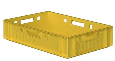 Пластиковый ящик для мяса Iplast E1 12.421 600х400х120 желтый. Изображение №1