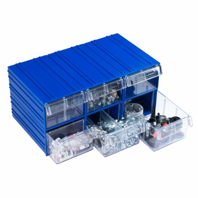 Модульная система хранения из коробов С-2-К6-синий-прозрачный (комплект 6 шт.). Изображение №5