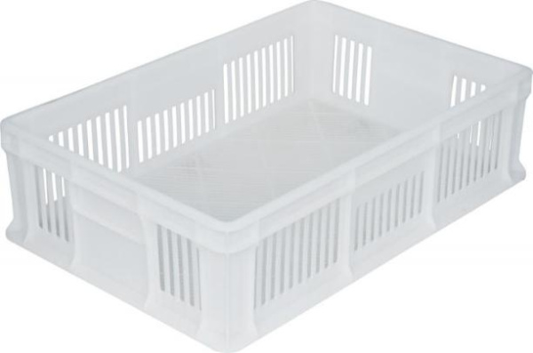 Фото пластиковый ящик 600х400х140 мм перфорированный без ручек белый морозостойкий на сайте www.kiit.ru в интернет-каталоге КИИТ ☎ +7(800) 707-07-45