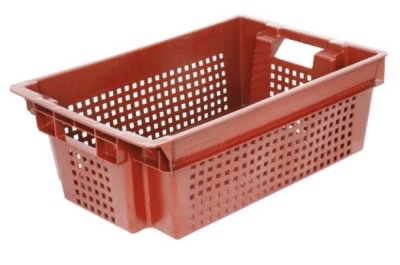 Ящик п/э 600х400х200 дно сплошн. стенки перф. красный, вес 1,5 кг. Изображение №1