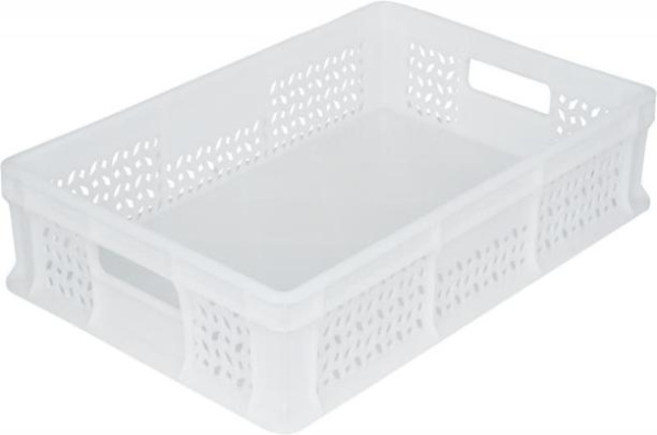 Фото пластиковый ящик 600х400х120 мм сплошное дно с ручками белый морозостойкий на сайте www.kiit.ru в интернет-каталоге КИИТ ☎ +7(800) 707-07-45