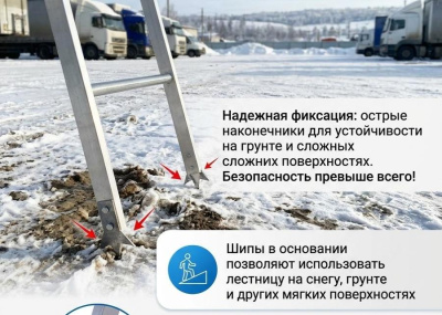 Лестница-платформа фиксированной высоты MEGAL ЛПФВА-1 с шипами (складная, алюминиевая, 120 кг). Изображение №1