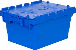 Ящик с крышкой 300х400х250 сплошной синий