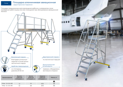 Рабочая алюминиевая площадка MEGAL ПААд-1,3х3,5хВО (высота 1,3 м, длина 3,5 м, грузоподъемность 300 кг). Изображение №6