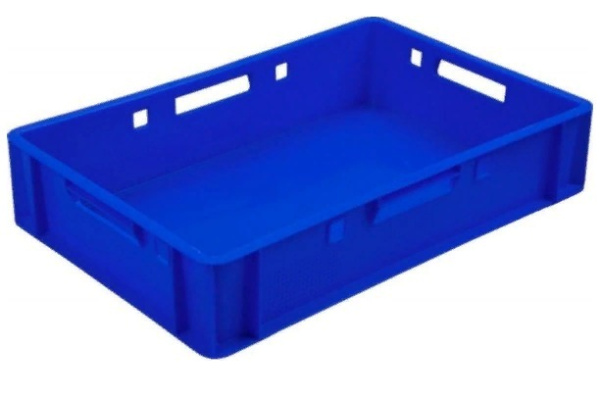 Фото ящик п/э мясной е1 сплошной 600х400х120 синий на сайте www.kiit.ru в интернет-каталоге КИИТ ☎ +7(800) 707-07-45