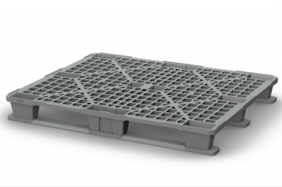 Пластиковый поддон на двух полозьях iPlast 02.112.С71 1200x1000x150 мм перфорированный серый. Изображение №1