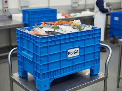 Крупногабаритный контейнер Big Box 1017х636х673 на ножках, голубой. Изображение №1