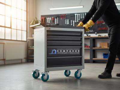 Инструментальная тумба-тележка ДиКом TS-800.05 | Для автосервиса, нагрузка 220 кг, 3+2 ящика. Изображение №5