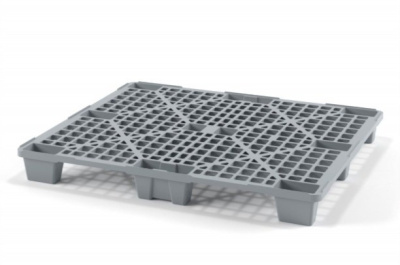 Пластиковый поддон на ножках iPlast 02.112 1200x1000x140 мм перфорированный серый. Изображение №1