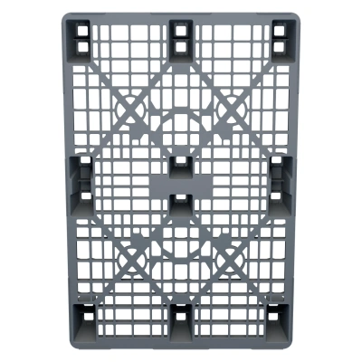 Пластиковый поддон на ножках iPlast 1200x800x140 мм перфорированный серый с бортиком. Изображение №4