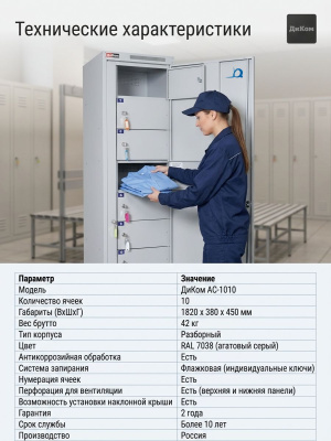 Шкаф абонентский ДиКом АС-1010 (10 ячеек для выдачи одежды). Изображение №3