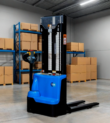 Штабелер самоходный 1,5 т 4,0 м TOR WS15H-4000SC PRO 24/85 В/Ач контроль скорости подъема. Изображение №1