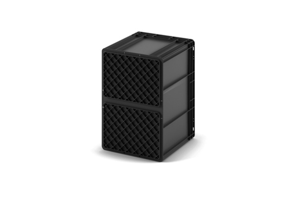 Фото пластиковый ящик ес-6442 12.313 600х400х420 мм черный с усиленным дном на сайте www.kiit.ru в интернет-каталоге КИИТ ☎ +7(800) 707-07-45