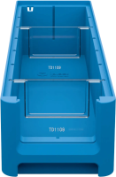 Полочный контейнер iPlast SK-4109 | 400х117х90 мм, голубой, с 2 поперечными перегородками