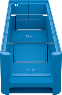 Полочный контейнер iPlast SK-4109 (400х117х90 мм, голубой, с 2 поперечными перегородками). Изображение №2
