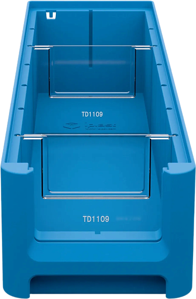 Полочный контейнер iPlast SK-4109 | 400х117х90 мм, голубой, с 2 поперечными перегородками