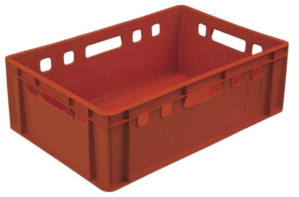 Фото ящик п/э 600х400х200 сплошной е2 красный на сайте www.kiit.ru в интернет-каталоге КИИТ ☎ +7(800) 707-07-45