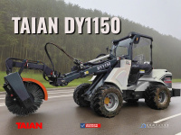 Мини-погрузчик TAIAN DY1150 в коммунальном хозяйстве Уборка территорий, зимнее содержание, работа с тяжелым навесным оборудованием.