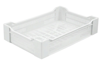 Ящик п/э ягодный 600х400х135 белый морозостойкий. Изображение №1
