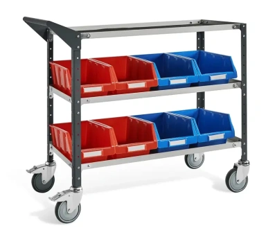 Тележка ДиКом ВЛТ-030 (3 полки, 500 кг, колеса TENTE, RAL 7038/7016). Изображение №5