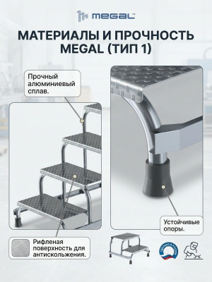 Монтажная подставка MEGAL (тип 1) — устойчивая площадка для работ на высоте. Изображение №2