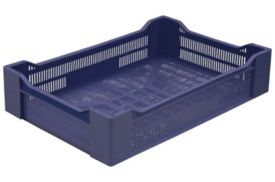 Ящик п/э ягодный 600х400х135 синий. Изображение №1