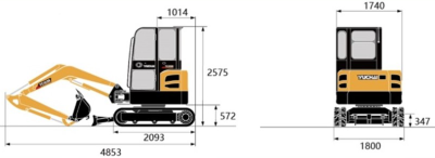 Мини-экскаватор Yuchai U35 (3860 кг, нулевой свес, глубина копания 3170 мм, двигатель Yanmar 27,7 л.с., ковш 0,12 м³). Изображение №8